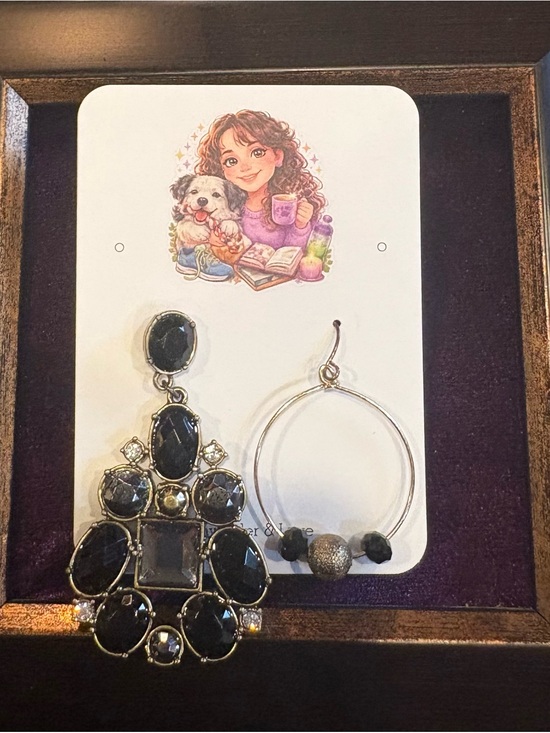 Jewelry - Found Family Set Black Rhinestone Statement Mismatched Earrings